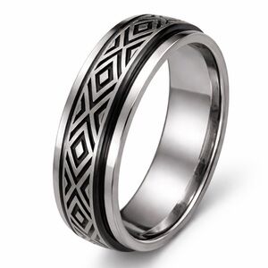 Stainless Steel Spinner Ring Geometric Band Fidget Anxiety Ring